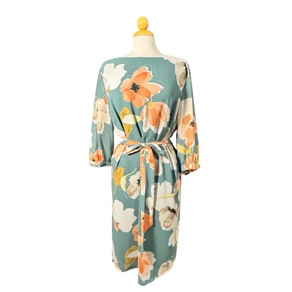 Ava & Viv Floral Midi Dress - Teal and Orange - Picture 1 of 10